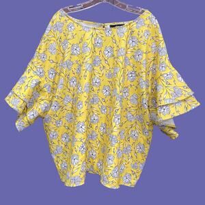 Ellos Floral Plus Size Polyester 1960s Style Blouse 4X!